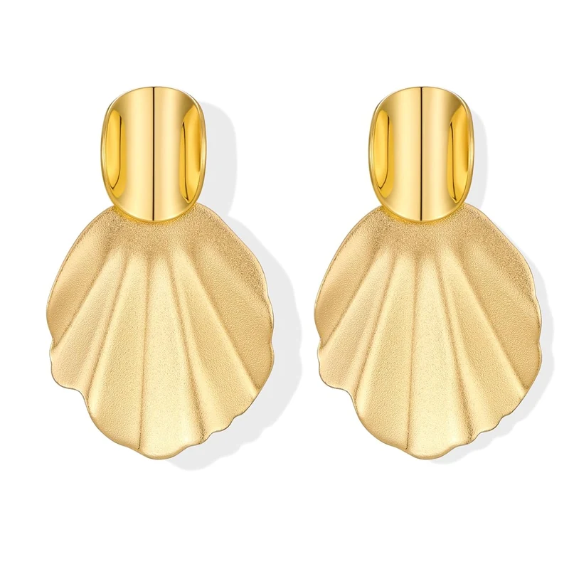 Brushed Gold Disc Dangle Earrings FAUTHENTICUTE Jewelry